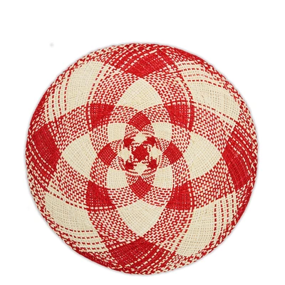 Shop La Doublej Straw Tablemat And Coasters Set Of 4 In Rosso/naturale
