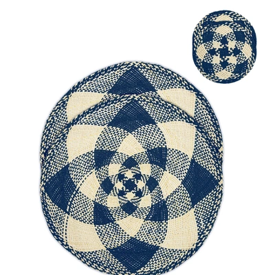 Shop La Doublej Straw Tablemat And Coasters Set Of 4 In Blu/naturale