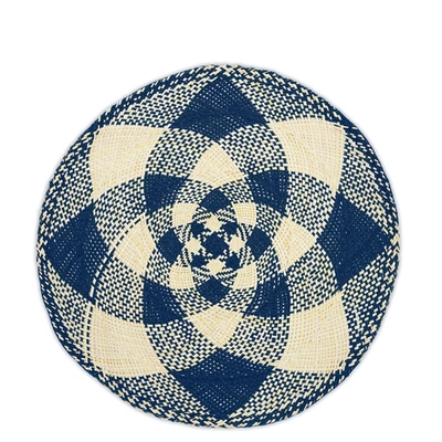 Shop La Doublej Straw Tablemat And Coasters Set Of 4 In Blu/naturale