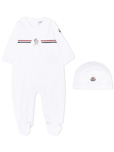 Shop Moncler Logo-print Cotton Trouser Set In 白色