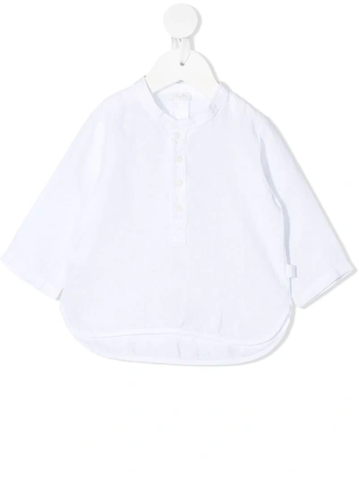 Shop Il Gufo Band Collar Shirt In 白色