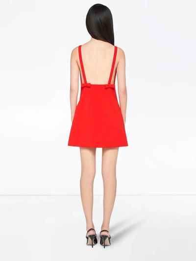Shop Miu Miu Bow-embellished Cady Dress In Red
