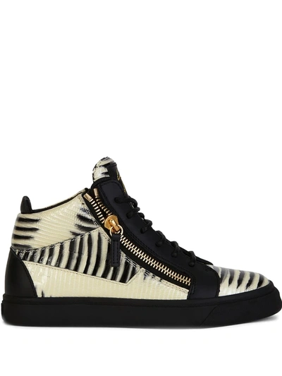 Shop Giuseppe Zanotti Embossed-leather Sneakers In White