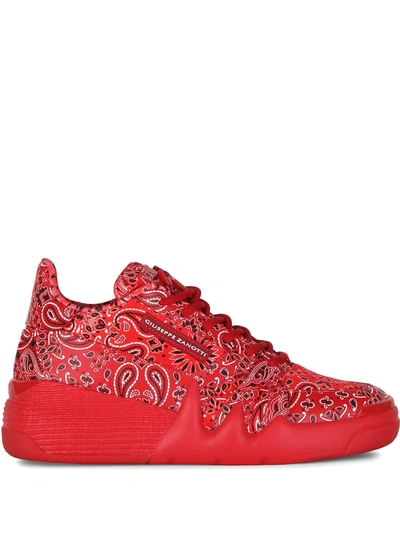 Shop Giuseppe Zanotti Paisley Print Sneakers In Red