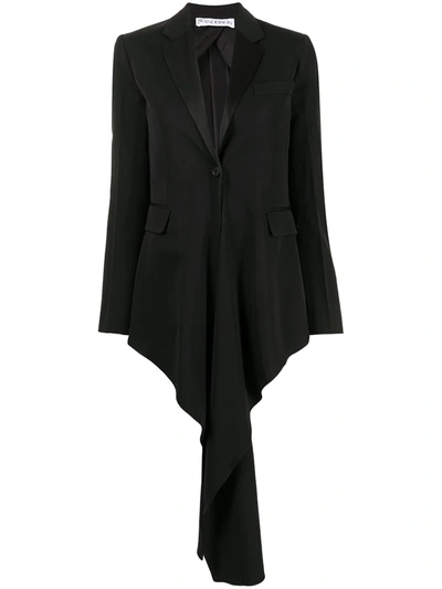Shop Jw Anderson Draped-detail Blazer Jacket In Black