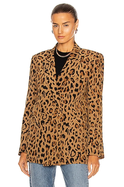 Shop Blazé Milano Simba Everynight Double Breast Blazer In Leopard