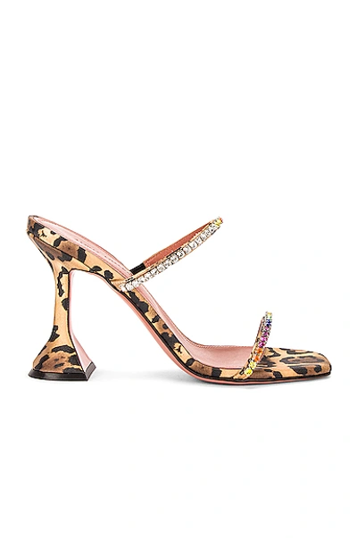 Shop Amina Muaddi Gilda Rainbow Satin Slipper In Leopard