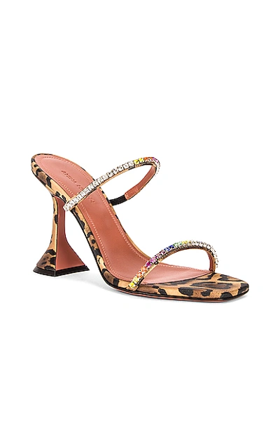 Shop Amina Muaddi Gilda Rainbow Satin Slipper In Leopard