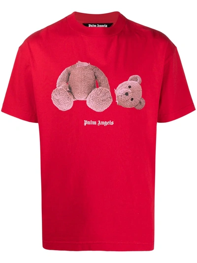 Shop Palm Angels Teddy Bear T-shirt In Red