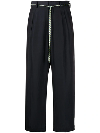 Shop Viktor & Rolf Cord-belt Trousers In Blue