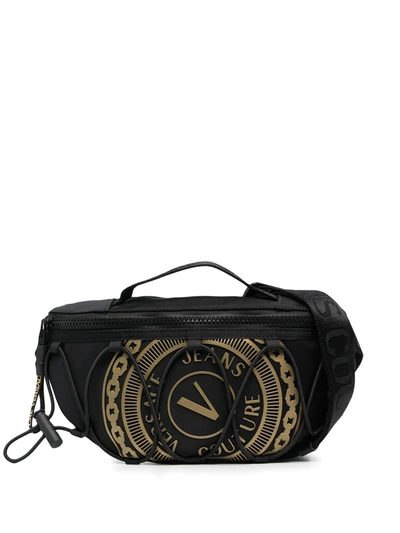 Shop Versace Jeans Couture Logo Patch Belt Bag In Black