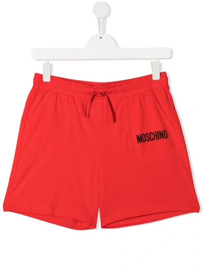 Shop Moschino Teen Logo-print Shorts In Red