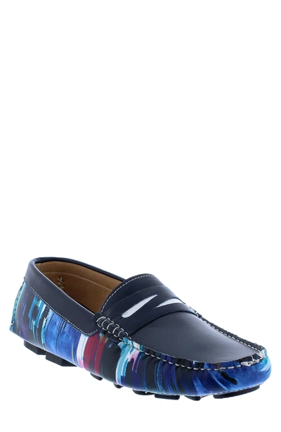Shop Robert Graham Russell Leather Driver Loafer In Navy