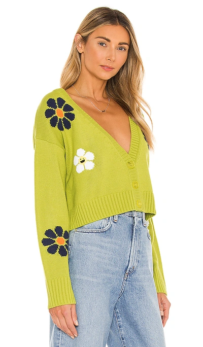 Shop 525 Flower Cardigan In Lime Green Multi
