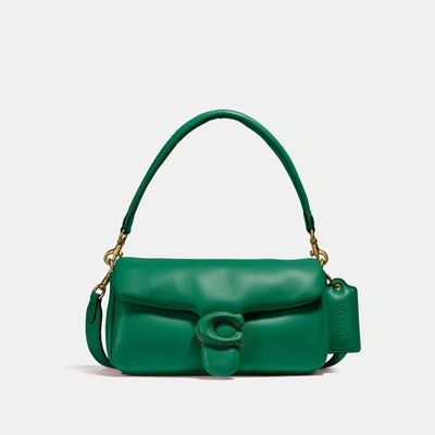 Shop Coach Pillow Tabby Shoulder Bag 26 In Brass/green
