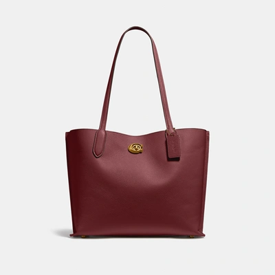 Shop Coach Willow Tote In Colorblock In Brass/black Cherry Multi