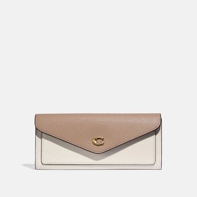 Shop Coach Wyn Soft Wallet In Colorblock In White/beige