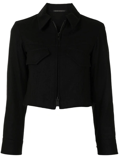 Shop Yohji Yamamoto Cropped Fitted Jacket In Black