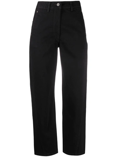 Shop Lemaire High-waisted Cropped Jeans In Black