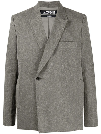 Shop Jacquemus Moulin Suit Jacket In Grey