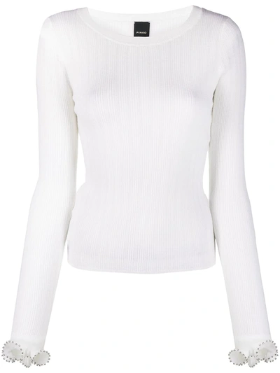 Shop Pinko Ribbed Knit Jumper In White