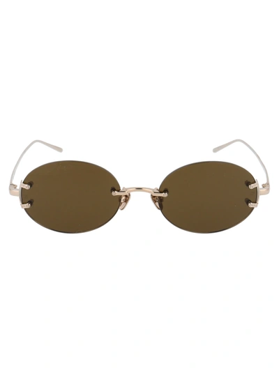 Shop Linda Farrow Knight Sunglasses In 002 Light Gold/ Brown