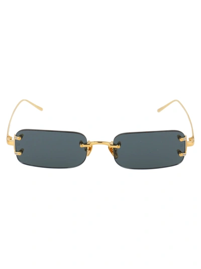Shop Linda Farrow Taylor Sunglasses In 001 Yellow Gold/ White Gold/ Grey