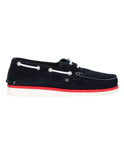 Woolrich Man Loafers Midnight Blue Size 6 Soft Leather In Dark Blue