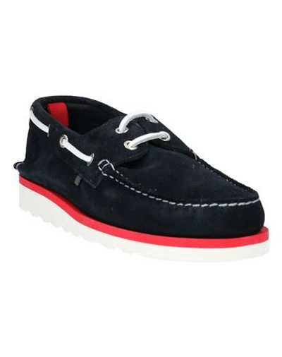 Woolrich Man Loafers Midnight Blue Size 6 Soft Leather In Dark Blue