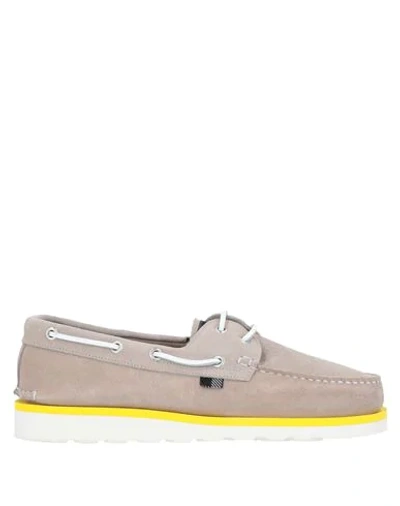 Woolrich Suede Boat Loafers With Rubber Sole In Beige