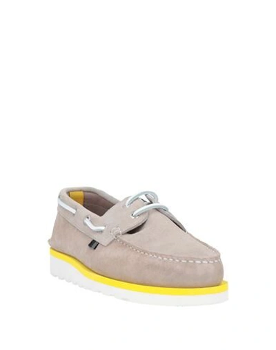 Woolrich Suede Boat Loafers With Rubber Sole In Beige