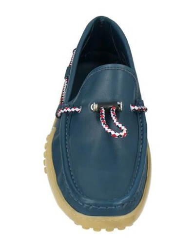 Shop Tod's Man Loafers Slate Blue Size 8.5 Soft Leather