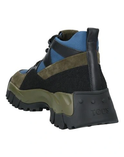 Shop Tod's Man Ankle Boots Blue Size 9 Soft Leather, Textile Fibers