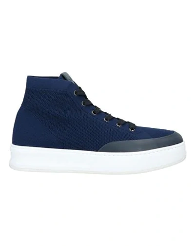 Shop Tod's Man Sneakers Blue Size 9 Textile Fibers, Soft Leather