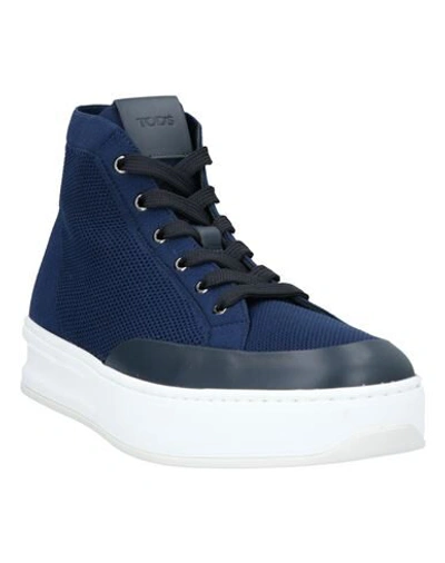 Shop Tod's Man Sneakers Blue Size 9 Textile Fibers, Soft Leather