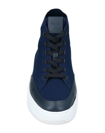 Shop Tod's Man Sneakers Blue Size 9 Textile Fibers, Soft Leather