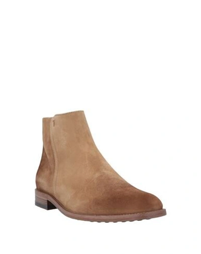 Shop Tod's Man Ankle Boots Camel Size 9 Soft Leather In Beige