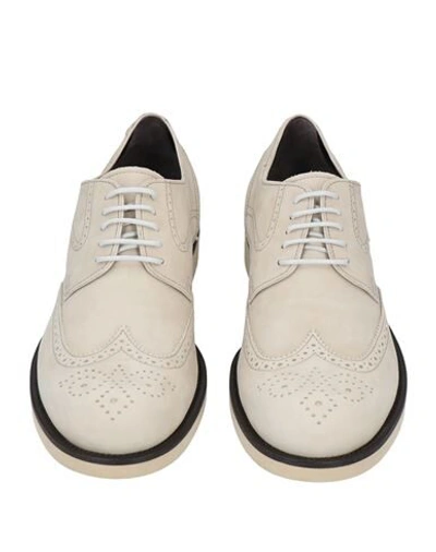 Shop Tod's Man Lace-up Shoes Ivory Size 8.5 Soft Leather In White