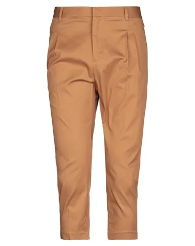 Shop Grey Daniele Alessandrini Man Cropped Pants Tan Size 30 Cotton, Elastane In Brown