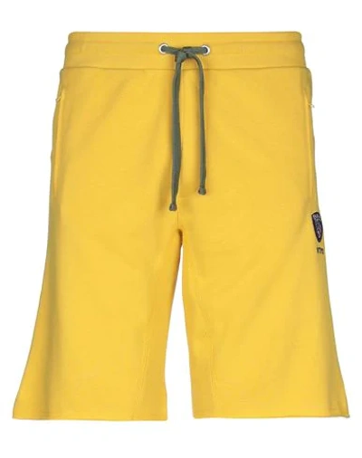 Shop Blauer Man Shorts & Bermuda Shorts Yellow Size L Cotton, Polyester