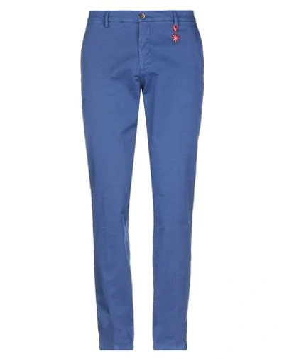 Shop Manuel Ritz Man Pants Slate Blue Size 28 Cotton, Elastane