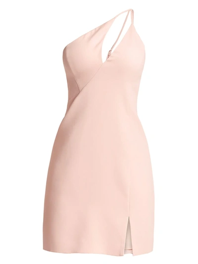 Shop Bcbgmaxazria One Shoulder Mini Sheath Dress In Soft Petal