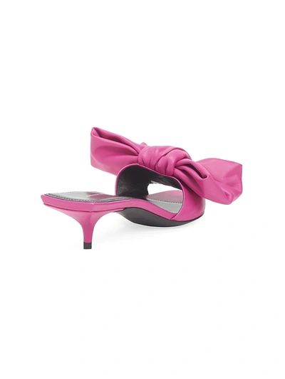 Shop Balenciaga Women's Square Knife Bow Leather Mules In Magenta Pink