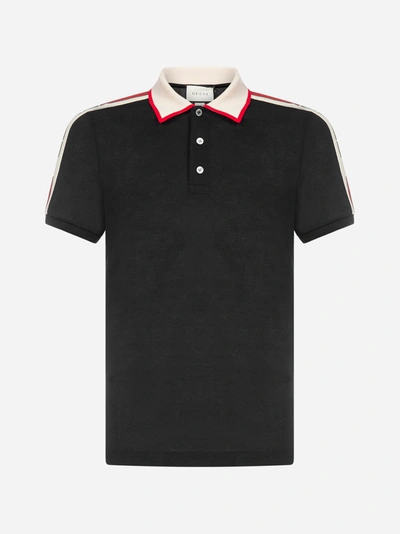Shop Gucci Logo-bands Cotton Polo Shirt