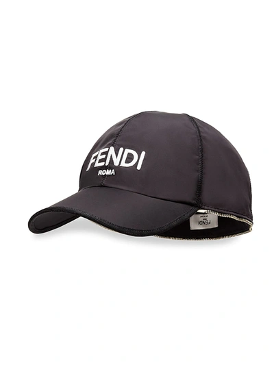 Shop Fendi Shearling-lined Removable-earmuff Baseball Cap In Nero