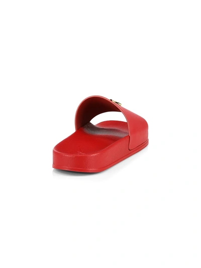 Shop Giuseppe Zanotti Men's Goldtone Logo Leather Slide Sandals In Red