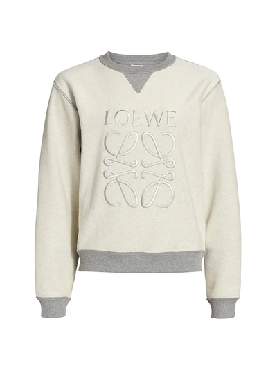 Shop Loewe Anagram Embroidered Sweatshirt In Grey Melange