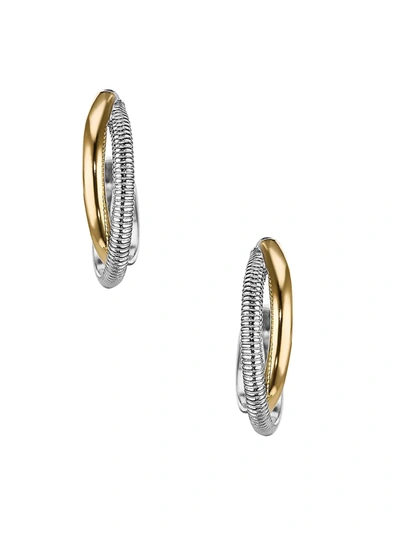 Shop Judith Ripka Women's Eternity 18k Yellow Gold & Sterling Silver Round Hoop Earrings