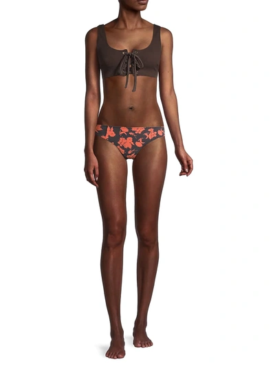 Shop Ganni Recycled Matte Bikini Bottom In Phantom