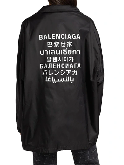 Shop Balenciaga Nylon Rain Jacket In Black